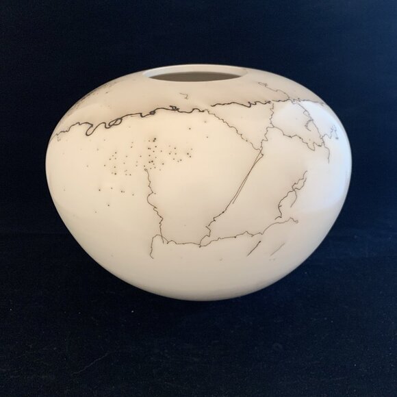 1995 Michael Morier Pueblo Horse Hair Pottery Vase 7.25" Native American Vintage - Picture 4 of 10